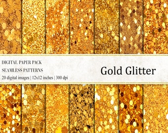 Gold Glitter Seamless Patterns: Sparkly Digital Paper Set (Digital Download)