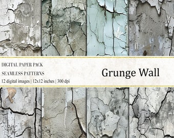 Grunge Wall Texture Digital Paper: Seamless Patterns (Digital Download)