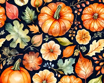 Autumn Pumpkin Pattern: Fall Fabric Print (Digital Download)