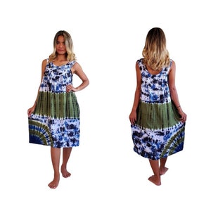 Tie Dye Boho Umbrella Sundress With Pockets Beach Cover Up One Size Fits S-XL