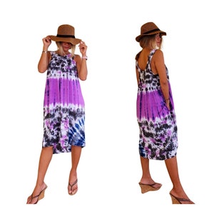 Tie Dye Boho Umbrella Sundress With Pockets Beach Cover Up One Size Fits S-XL