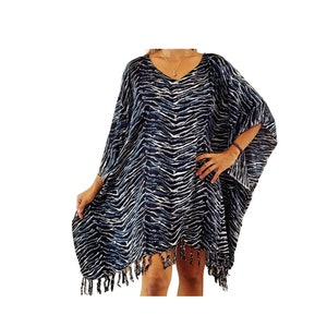 New Animal Print V-Neck Poncho Tunic Caftan Beach Cover Up Boho One Size Fits S M L XL 1X 2X