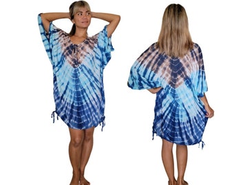 Tie Dye Poncho Swimsuit Cover Up With Adjustable Tie String One Size Fits S-XL