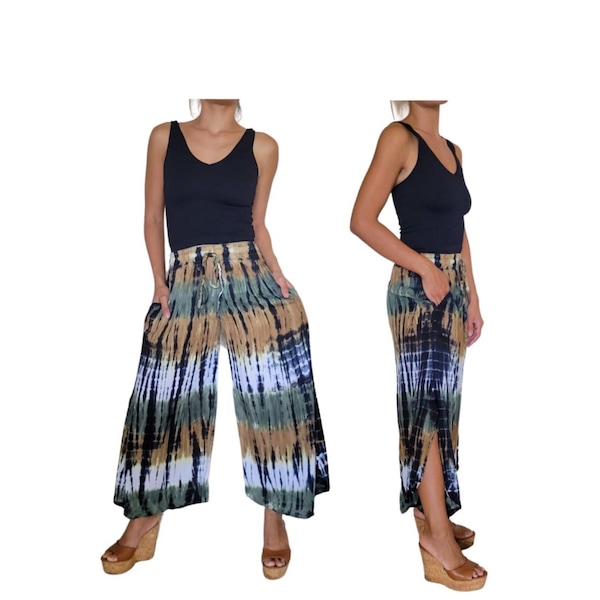 Tie Dye Pants With Pockets Boho Hippie Festival Lounge Wear One Size Fits Small-Large