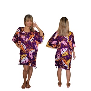 Tropischer Print Poncho Badeanzug Cover Up mit verstellbarer Schnur zum Binden Einheitsgröße S-XL