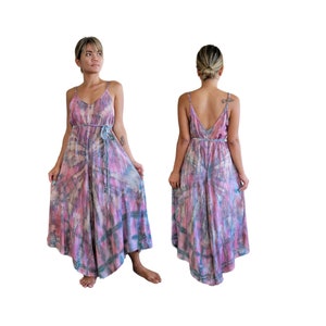 Tie Dye Boho Capri Style Jumpsuit With Pockets One Size Fits XS-M