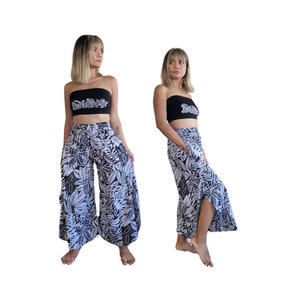 Tropical Print Pants With Pockets Boho Hippie Festival Lounge Wear One Size Fits Small-Large