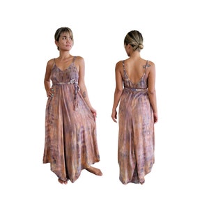 Tie Dye Boho Capri Style Jumpsuit With Pockets One Size Fits XS-M