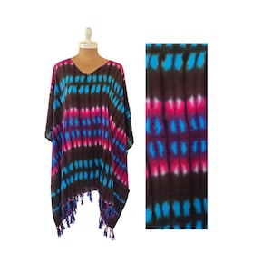 New Tie Dye V-Neck Poncho Tunic Caftan Beach Cover Up Boho One Size Fits S M L XL 1X 2X