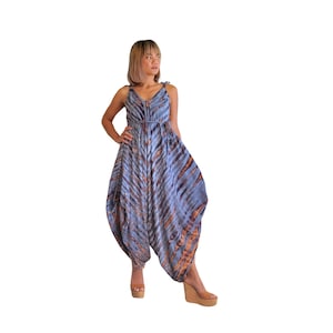 Womens Tie Dye Wide Leg Jumpsuit With Pockets And Belt, Swimsuit Cover Up, Boho Festival Fashion, One Size, Plus Size
