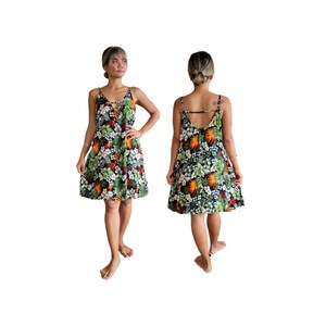 Robe courte hawaïenne à imprimé tropical avec poches, taille unique, convient aux petites et grandes tenues de plage