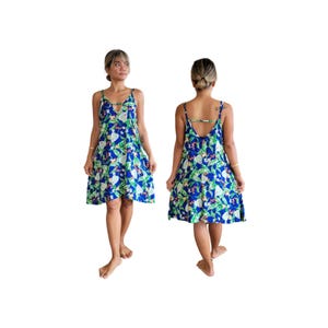 Robe courte hawaïenne à imprimé tropical avec poches, taille unique, convient aux petites et grandes tenues de plage