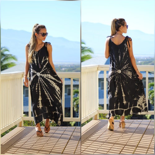 Tie-Dye Sunlit Bloom Boho Maxi Dress