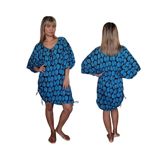 Tropical Print Poncho Badeanzug Cover Up mit verstellbarer Bindeschnur Einheitsgröße für S-XL