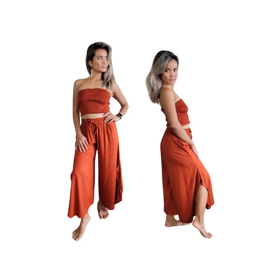 burnt orange dress pants womens 'BURNT ORANGE' New WIDE LEG PANTS BRTOR / S