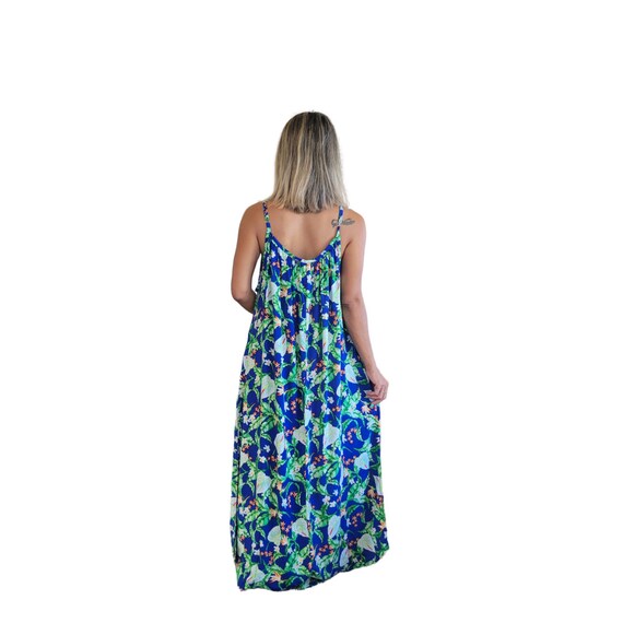 princess polly baby blue dress Boho rayon kaftan dress with waist strap main image 0