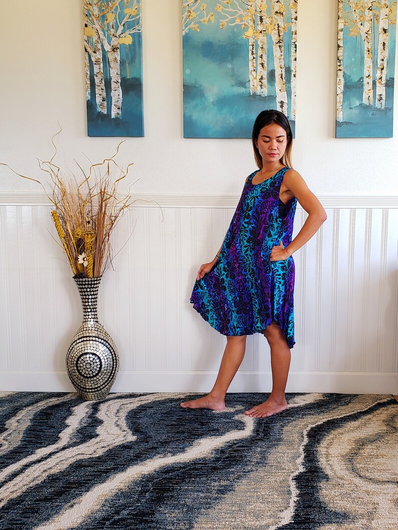 Short Batik Umbrella Sundress With Pockets One Size Fits S-XL
