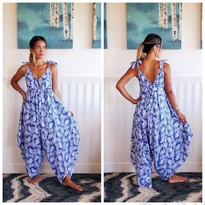 Womens Tropical Pineapple Wide Leg Jumpsuit With Pockets And Belt, Swimsuit Cover Up, Boho Festival Fashion, One Size, Plus Size