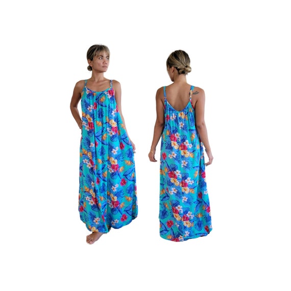 Long Tropical Beach Dress With Pockets Swim Wear Cover Up Casual Resort Wear Loose Fit One Size Fits S 2X