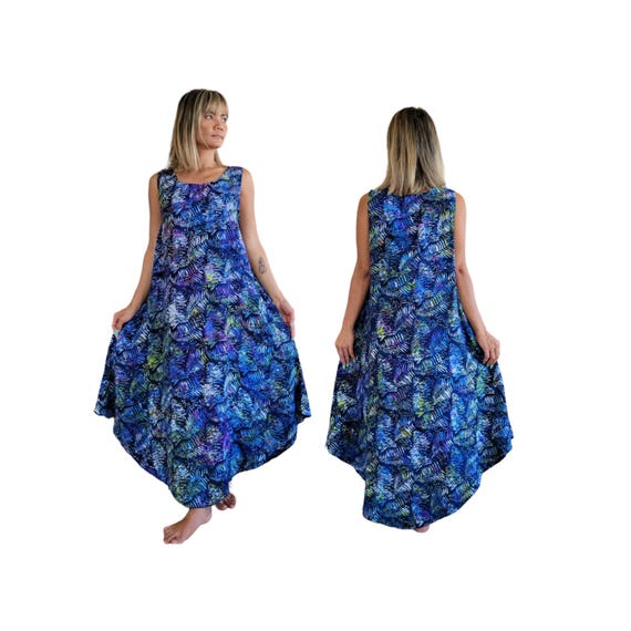 Long Batik Umbrella Sundress with Pockets One Size Fits S-xl