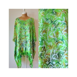 Batik Poncho Tunic Caftan Beach Cover Up Resort Wear Fits S M L XL 1X 2X