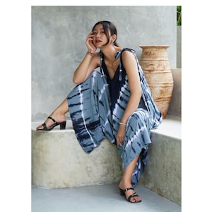 Womens Tie Dye Wide Leg Jumpsuit With Pockets And Belt, Swimsuit Cover Up, Boho Festival Fashion, One Size, Plus Size