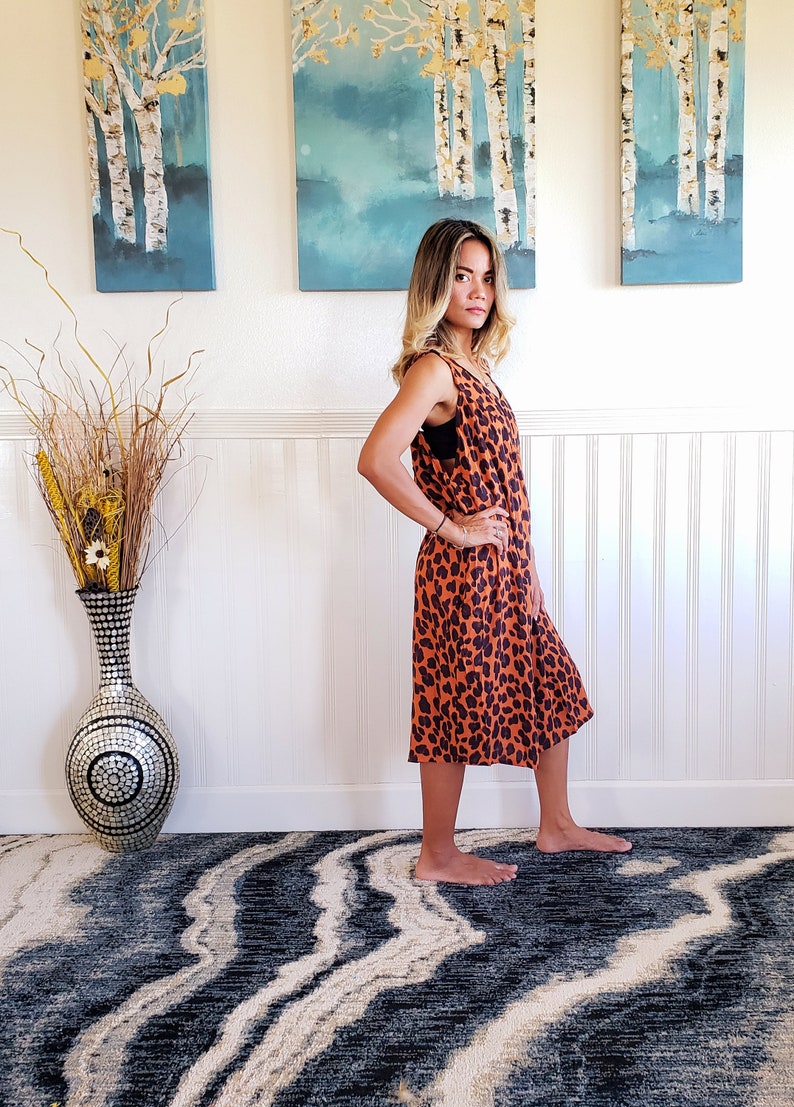 Animal Print Boho Umbrella Sundress With Pockets Beach Cover Up One Size Fits S-XL