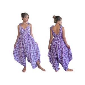Womens Tropical Wide Leg Jumpsuit With Pockets And Belt, Swimsuit Cover Up, Boho Festival Fashion, One Size, Plus Size
