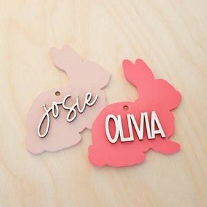 Personalisierte Osterkorb Anhänger | Holz Laser cut Osterhase Anhänger | Osterei Anhänger | Osterküken Anhänger | Ostern Karotte Tag | Ostern Namensschilder