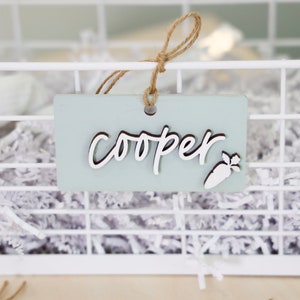 Personalisierte Osterkorb Anhänger | Holz Laser cut Osterhase Anhänger | Osterei Anhänger | Osterküken Anhänger | Ostern Karotte Tag | Ostern Namensschilder