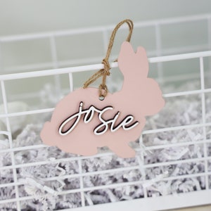 Etiquetas personalizadas para cesta de Páscoa | Etiqueta de coelhinho da Páscoa com corte a laser de madeira | Etiqueta de ovo de Páscoa | Tag do pintainho da Páscoa | Etiqueta de cenoura de Páscoa | Tags de nome de Páscoa