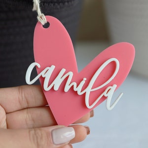 Valentine's Day Name Tags /Acrylic Heart Name Tags /Acrylic Name Labels /Gift Labels / Valentine Gifts / Heart basket Tag / Basket Marker/