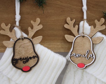 Personalized Stocking Tags |  Wooden Name Tags | Christmas Labels |  Wooden Present Tags | Christmas Stocking tags | Present Tags | Reindeer
