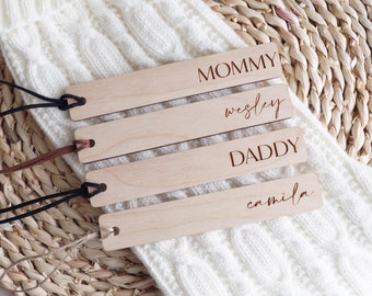 Personalized Engraved Stocking Tags Wooden Name Tags Christmas Labels  Wooden Present Tags Christmas Stocking tags Present Tags