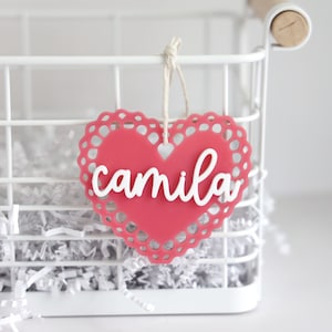 Valentine&#39;s Day Acrylic Name Tags /Heart Name Tags / Acrylic Name Labels / Acrylic Gift Labels / Valentines day basket tags