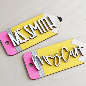 Back to School Gifts | Teacher Gift Tags | Wooden Apple Pencil Name Tags | Wooden Name Labels |  Wooden Gift Labels | Teacher Gifts