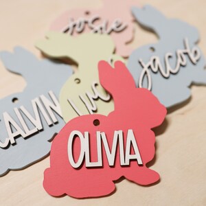 Personalized Easter Basket Tags | Wood Laser Cut Easter Bunny Tag | Easter Egg Tag | Easter Chick Tag | Easter Carrot Tag | Easter Name Tags
