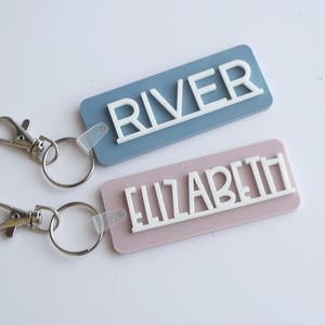 Custom Name Keychain  Bag tag| Retro Acrylic Key| Backpack Name Tag | Diaper Bag Tag| Kids Personalized Keyring Gift Birthday gift