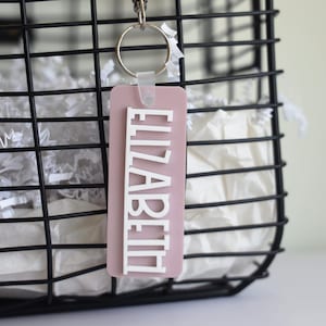 Custom Name Keychain  Bag tag| Retro Acrylic Key| Backpack Name Tag | Diaper Bag Tag| Kids Personalized Keyring Gift Birthday gift