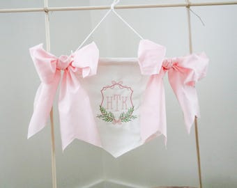 Custom Baby Banner, Welcome Banner, Hospital Door Sign, Baby Shower with BOWS