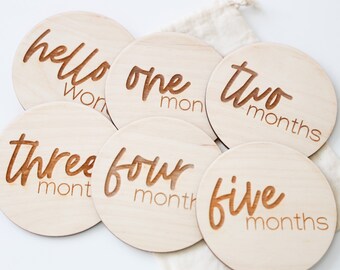 Wooden Monthly Milestone Discs For Baby Photos | Monthly Milestone Marker | Baby Gift | Milestone Cards | Monthly Signs For Baby