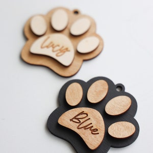 Pet Memorial Ornament, Paw with Wings Christmas Ornament, Shiplap Paw Ornament, Pet Angel Paw Ornament, Personalized Wood Ornament