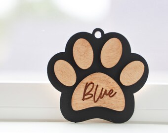 1 Hundepfotenverzierung, personalisiert, Weihnachtsverzierung, Hundepfotenverzierung, Ornament, Laser geschnitten, Holz, handgemacht, Name Ihres Hundes, Hundeverzierung, Weihnachten