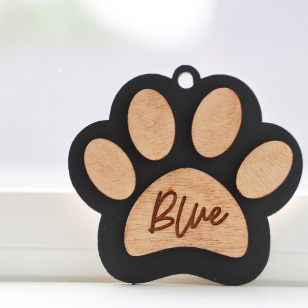 1 Dog Paw Ornament , Personalized, Christmas Ornament, Dog Paw, Ornament, Laser Cut, Wood, Handmade, Your Dogs Name, Dog Ornament, Christmas