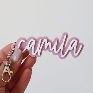 Custom Name Keychain | Retro Acrylic Key| Backpack Name Tag | Diaper Bag Tag| Kids Personalized Keyring | Text Car Key Gift | Birthday gift