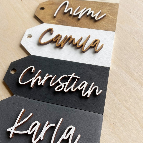 Personalisierte Stocking Tags | Namensschilder aus Holz | Weihnachtsetiketten | Geschenkanhänger aus Holz | Weihnachtsstrumpf tags | Geschenkanhänger