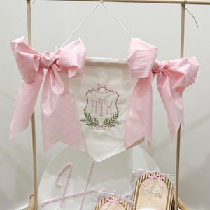 Custom Baby Banner, Welcome Banner, Hospital Door Sign, Baby Shower with BOWS