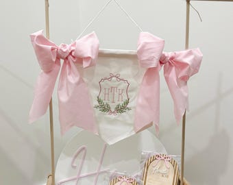 Custom Baby Banner, Welcome Banner, Hospital Door Sign, Baby Shower with BOWS