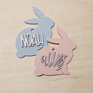 Etiquetas personalizadas para cesta de Páscoa | Etiqueta de coelhinho da Páscoa com corte a laser de madeira | Etiqueta de ovo de Páscoa | Tag do pintainho da Páscoa | Etiqueta de cenoura de Páscoa | Tags de nome de Páscoa