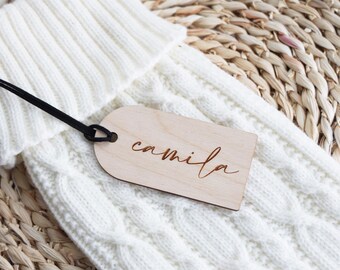 Personalized Engraved Stocking Tags Wooden Name Tags Christmas Labels  Wooden Present Tags Christmas Stocking tags Present Tags